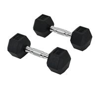 HOMCOM Juego de Mancuernas Hexagonales 2 x 5 kg Juego de Pesas con Barras de Conexión Kit de Entrenamiento de Fitness para Gimnasio en Casa