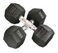HOMCOM Juego de Mancuernas Hexagonales 2 x 6 kg con Barras de Conexión