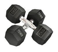 Homcom juego de mancuernas hexagonales 2 x 6 kg juego de pesas con barras de conexión kit de entrenamiento de fitness para gimnasio en casa 28.8 cm