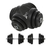 Homcom juego de mancuernas pesas de fitness total 40 kg 4x5 kg 4x2,5 kg 4x1,5 kg ajustable profesionales gimnasio doméstico y musculación con 2 barras ø25x450 mm acero y discos
