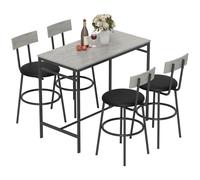 HOMCOM Juego de Mesa de Bar con 4 taburetes con tapicería de Cuero de PU, sillas de Bar y Cocina Que ahorran Espacio con Patas de Acero, Estilo Moderno, Mesa Alta con taburetes para el hogar Comedor