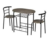 HOMCOM Juego de Mesa de Comedor con 2 sillas, Juego de Comedor para 2 Personas, Mesa de Cocina Ovalada con Estante, Juego de Mesa de Cocina, Juego de Mesa de Cocina, Juego de Mesa de Metal Negro