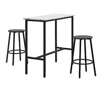 HOMCOM Juego de Mesa de Comedor con 2 Taburetes 3 Piezas Blanco y Negro