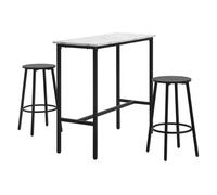 HOMCOM Conjunto de Mesa Alta de Bar con 2 Taburetes Redondo Set de 3 Piezas con Marco de Acero de Estilo Moderno Blanco y Negro Aosom España