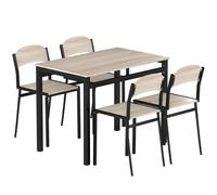 HOMCOM Juego de Mesa y 4 Sillas de Comedor Estilo Moderno Marco Metálico para Espacios Pequeños Negro