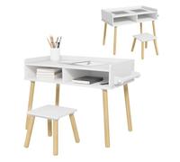 Homcom Juego De Mesa Y Silla Infantil Con Tablero De Bloques De Construcción