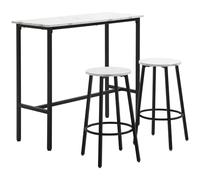 HOMCOM Juego de Mesa y Sillas de 3 Piezas de Aglomerado, MDF y Acero con Mesa Rectangular y 2 Taburetes de Bar para Salón y Comedor, Blanco y Negro