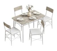 HOMCOM Juego de Mesa y Sillas de Comedor 5 Piezas Roble y Blanco