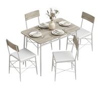 HOMCOM Juego de Mesa y Sillas de Comedor 5 Piezas Roble y Blanco | Mesa de Cocina Rectangular con 4 Sillas Acolchadas, Estilo Moderno, Marco Metálico, Espacios Pequeños, Salón, 106x66x75 cm