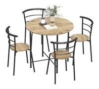 HOMCOM Juego de Mesa y Sillas de Comedor Compact 4 Sillas Ø85x76 cm Natural