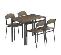 Homcom juego de mesa y sillas de comedor, mesa de cocina rectangular con 4 sillas, estilo moderno, marco metálico, para espacios pequeños, salón, marrón oscuro y negro 63 cm