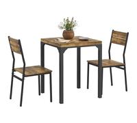 HOMCOM - Juego de mesa y sillas para 2 personas, mesa de cocina con sillas, mesa de comedor de 3 piezas con 2 sillas empotrables, para cocina, salón hogar, rústica