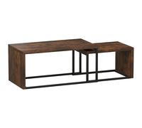 HOMCOM Juego de Mesas de Centro de 2 Piezas, Mesa de Centro, Mesa Auxiliar, MDF, Metal, 90 x 48 x 42 cm / 59 x 42 x 36 cm, Negro+Marrón