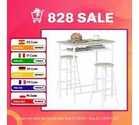HOMCOM Juego de Mueble de Bar con Mesa Alta y 2 Taburetes para Cocina 80x50x90cm Blanco