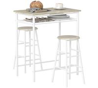 HOMCOM Juego de Mueble de Bar Estante de Almacenamiento 80x50x90 cm Blanco