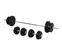 HOMCOM Juego de Pesas de 55 kg con Mancuernas y Barra Pesos Ajustables 2 en 1 con Discos para Culturismo Entrenamiento Fitness Negro Aosom España