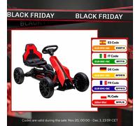 HOMCOM Kart a Pedales para Niños 3-8 Años con Asiento Regulable en 4 Posiciones y Ruedas de EVA 100x58x58,5 cm Negro Rojo