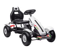 HOMCOM Kart con pedales, asiento ajustable en 3 posiciones, freno de mano, para niños de 5 a 12 años. Blanco x 58x61 cm BLANCO