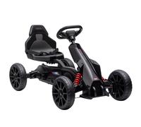 HOMCOM Kart de pedales para niños, Go-kart infantil, con asiento ajustable en 4 posiciones, ruedas EVA silenciadoras, 100x58x5 Negro
