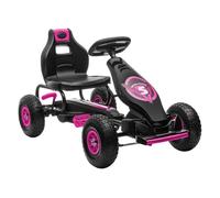 Homcom kart pedales coche de pedales para niños de 5-12 años con asiento ajustable neumáticos inflables amortiguador y freno de mano carga 50 kg rosa