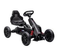 HOMCOM Kart Pedales Go Kart a Pedales para Niños de 3-8 Años 30 kg Negro | Asiento Ajustable en 4 Posiciones, Freno de Mano, Ruedas de EVA, Marco Metálico
