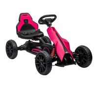 HOMCOM Kart Pedales Go Kart a Pedales para Niños de 3-8 Años con Asiento Ajustable en 4 Posiciones Freno de Mano Ruedas de EVA y Marco Metálico Carga 30 kg Rojo