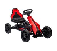 Homcom kart pedales go kart a pedales para niños de 3-8 años con asiento ajustable en 4 posiciones freno de mano y ruedas de eva carga 30 kg rojo 58 cm