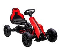 HOMCOM Kart Pedales Go Kart a Pedales para Niños de 3-8 Años con Asiento Ajustable en 4 Posiciones Freno de Mano Ruedas de EVA y Marco Metálico Carga 30 kg Rojo
