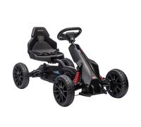 HOMCOM Kart Pedales Go Kart a Pedales para Niños de 3-8 Años 30 kg Negro | Asiento Ajustable en 4 Posiciones, Freno de Mano, Ruedas de EVA, Marco Metálico