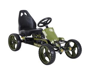 HOMCOM Karting Infantil Go-Kart Pedales Infantil 3 Años para Niños +3 Años con Embrague Freno Asiento Ajustable 105x54x61 cm Verde Aosom España