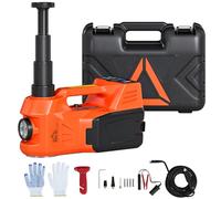 HOMCOM Kit de Gato Hidráulico Eléctrico 5T 12V Elevación 143-450 mm Luz LED | Elevador de Coche Automático, Luces Advertencia, Bomba Aire, Llave Hexagonal, Martillo, Maletín Reflectante para SUV y Sedán