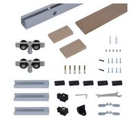HOMCOM Kit de Herrajes para Puerta Corredera 200 cm Guía de Puerta Corrediza con Riel de Aleación de Aluminio Carga 75 kg Marrón