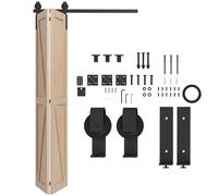 HOMCOM Kit de rieles para puerta corredera plegable de 122 cm, de puerta de de acero con y colgador de J - Negro