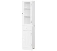 HOMCOM kleankin Mueble de columna para baño con puerta de acrílico, 2 estantes, 1 cajón, MDF