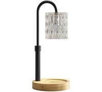 HOMCOM Lámpara Calefactora de Velas con Base Pantalla de Vidrio y Varilla Negra Ø15x32,5 cm para Dormitorio Salón Multicolor