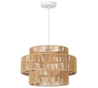 HOMCOM lámpara colgante con casquillo E27, estilo boho, lámpara colgante de techo con pantalla de cuerda de cáñamo para cocina, comedor, marrón claro