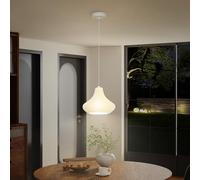 HOMCOM Lámpara Colgante Moderna Lámpara de Techo E27 con Pantalla de Impresión 3D Iluminación para Comedor Cocina Salón Bar Restaurante Blanco Ø20,5x17,5 cm
