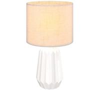 HOMCOM Lámpara de Mesa con Base de Cerámica y Pantalla de Lino Lámpara de Mesita de Noche de Estilo Retro con Interruptor para Dormitorio Salón E27 40W Blanco y Beige