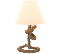 HOMCOM Lámpara de Mesa LED con Base de Metal Cuerda de Lino y Pantalla de Tela Max.40W Ø28x45,5 cm Marrón y Beige Aosom España