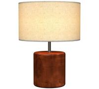 HOMCOM Lámpara de Mesa Rústica, Lámpara de Mesita de Noche con Base de Madera, Pantalla de Lino, Interruptor Basculante, para Dormitorio, Salón, E27, 40W, Marrón Oscuro