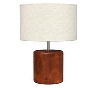 HOMCOM Lámpara de Mesa Rústica, Lámpara de Mesita de Noche con Base de Madera, Pantalla de Lino, Interruptor Basculante, para Dormitorio, Salón, E27, 40W, Marrón Oscuro