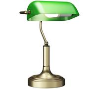 HOMCOM Lámpara de Mesa Vintage Banquero Lámpara de Escritorio Banker E27 con Pantalla Orientable a 45° Interruptor Basculante para Hogar Oficina Biblioteca Verde