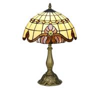 HOMCOM Lámpara de Mesita de Noche Estilo Clásico Lámpara de Mesa Hecha a Mano Lámpara de Noche de Vidrio para Dormitorio Salón Ø30x48 cm Multicolor