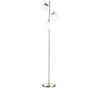 HOMCOM Lámpara de Pie con 3 Pantallas de Cristal E 27 Interruptor de pie Plata + Blanco Aosom España