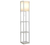 HOMCOM Lámpara de pie con estantería (26 x 26 x 160 cm, 3 estantes, 4 niveles, tablero de fibra de densidad media), color blanco