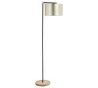 HOMCOM Lámpara de Pie con Pantalla Colgante de Tela E27 Máx. 40W Base de Madera e Interruptor de Pie Lámpara de Suelo para Salón Dormitorio 48x32x152 cm Dorado