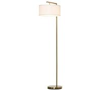 HOMCOM Lámpara de pie con pantalla de tela de lino estable base redonda para oficina dormitorio 47 x 37 x 153 cm oro y blanco