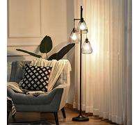 homcom Lámpara de pie de diseño vintage industrial de metal negro, lámpara de pie moderna, diámetro 35 x 170 cm