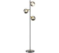 HOMCOM Lámpara de pie de metal en forma de árbol, lámpara de salón con 3 pantallas de cristal, Ø36x162 cm, negro y gris
