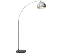 HOMCOM Lámpara de Pie en Forma Arco Moderna Portalámpara E27 40 W con Interruptor de Pie 110-115x30x170-180 cm Plata y Negro Aosom España
